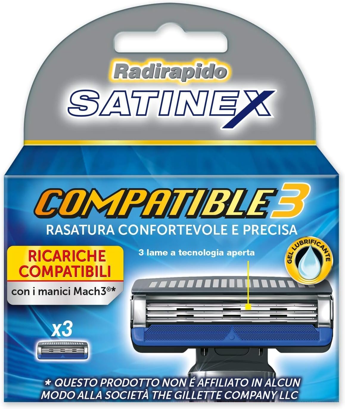 Satinex Compatible-3 Testine Di Ricambio A 3 Lame (3 Pz Compatibili Con Manici Gillette…