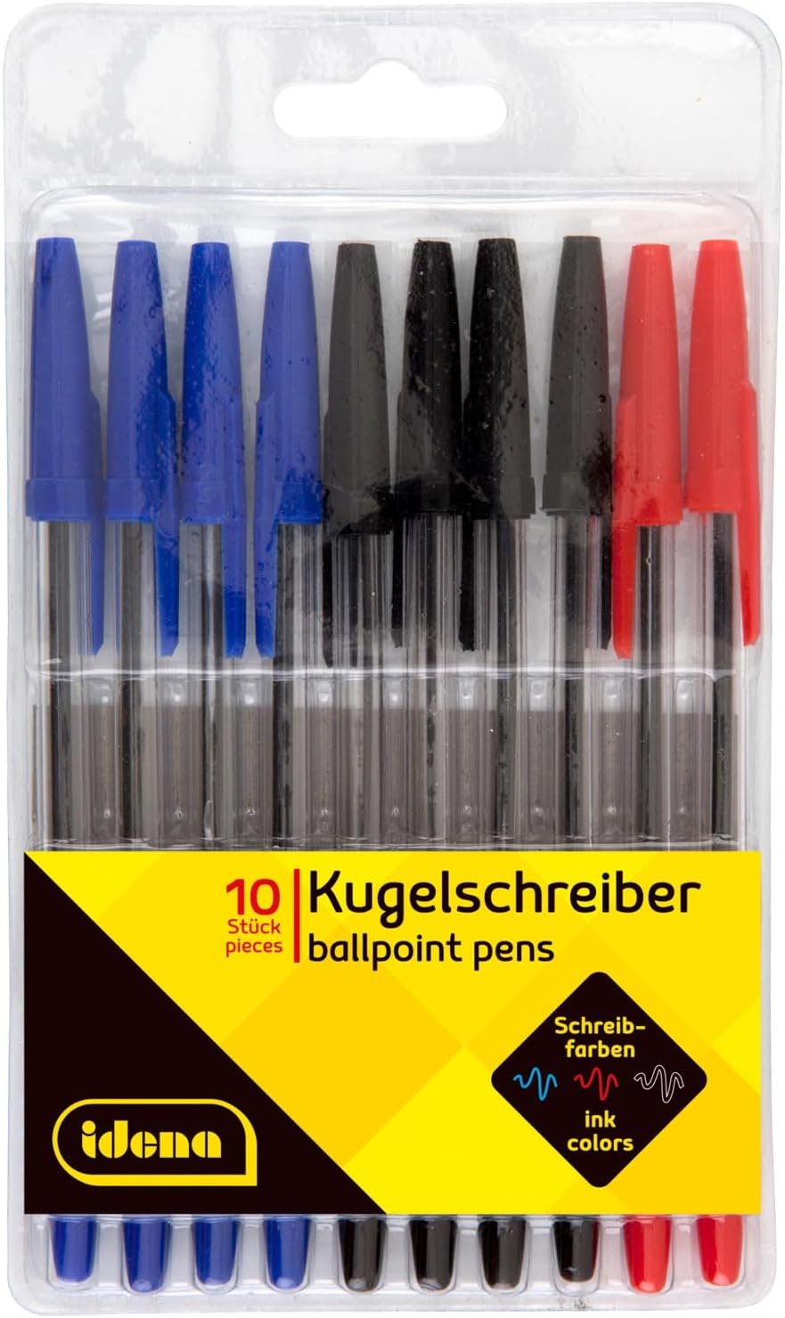 Idena 500234 - Penna a sfera, 10 pezzi, colori di scrittura assortiti