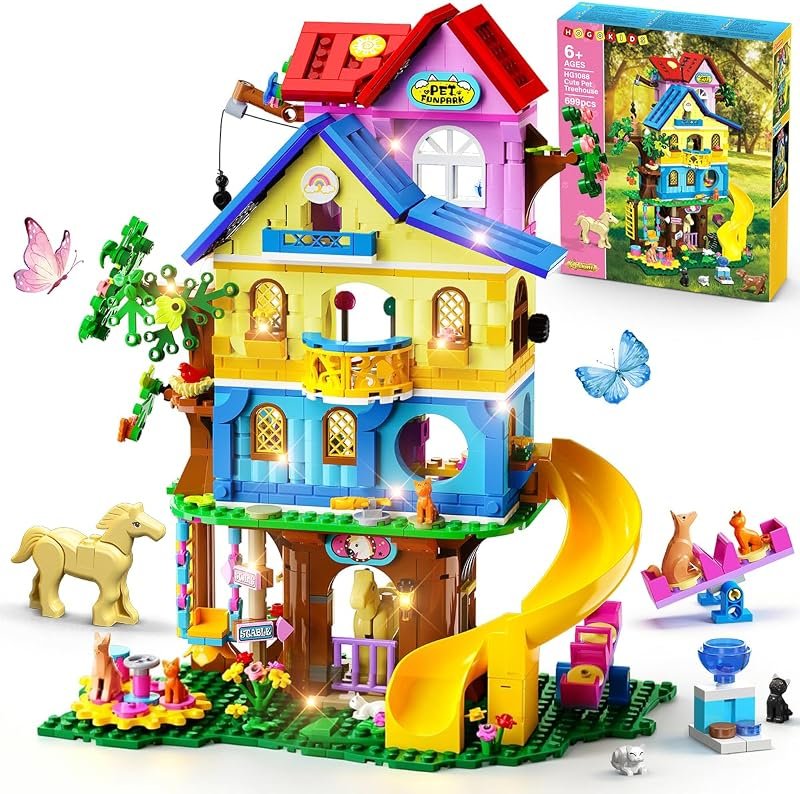 HOGOKIDS Casa sull'albero 4 piani con Luci LED, Set costruzioni bambine 6+ | Set…