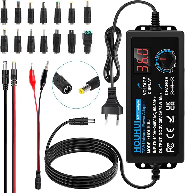 2A 72W Adattatore di alimentazione regolabile DC 3V ~ 36V Adattatore universale commutabile…