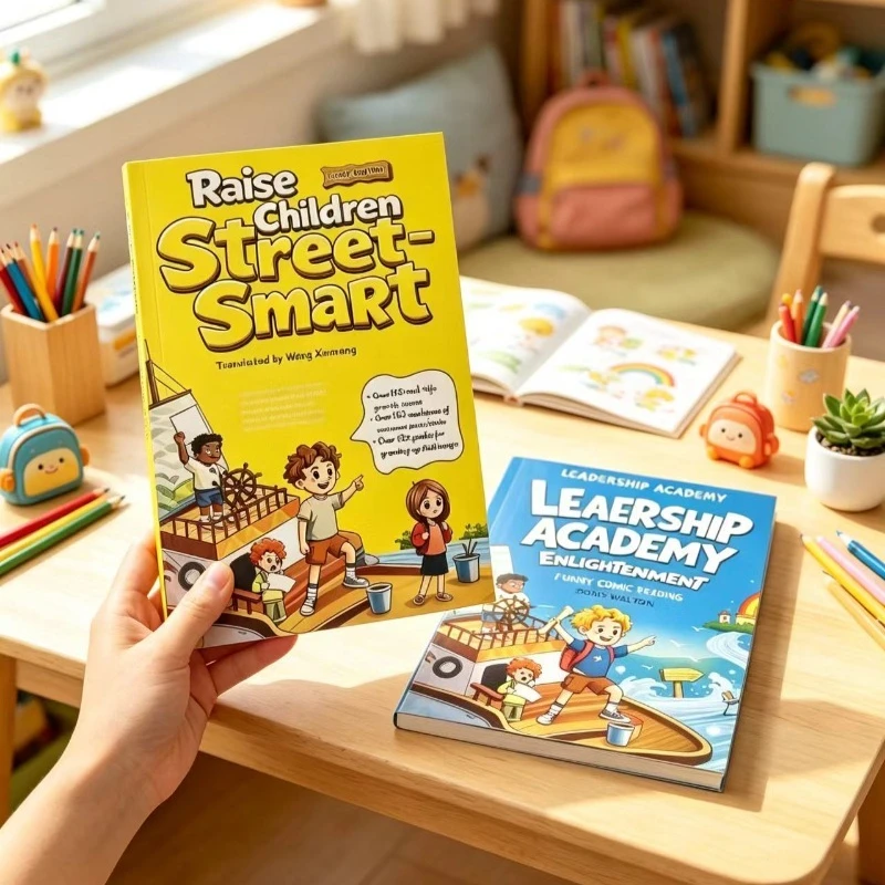 Set di 2 libri: Comici educativi per bambini su come allevare figli con saggezza urbana e leadership, in inglese, per la lettura genitore-figlio