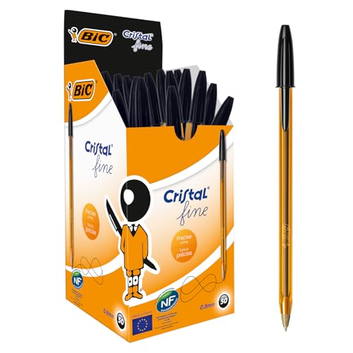 BIC Penne Nere a Sfera Cristal Original Fine Confezione da 50 Penne