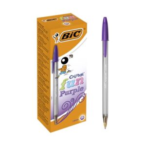 Penne BIC Viola a Sfera Cristal Fun Punta Larga Confezione da 20