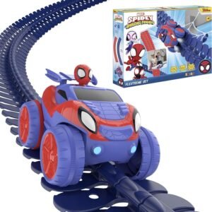 Smoby- Spidey FleXtreme Set, 7600180918, +4 anni, 4.4 m di pista, 184 pz, 1 auto spidey…