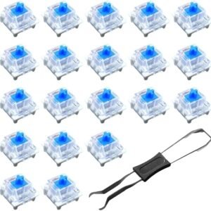 MOLZINY 20 Pezzi interruttori trasparenti ad asse blu con tiratore switch tastiera per…