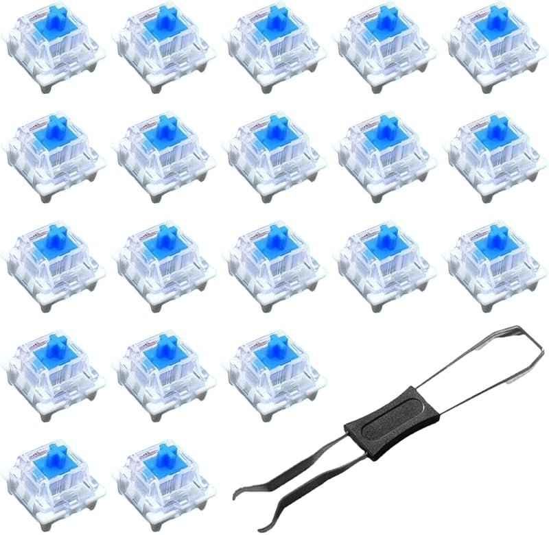 MOLZINY 20 Pezzi interruttori trasparenti ad asse blu con tiratore switch tastiera per…