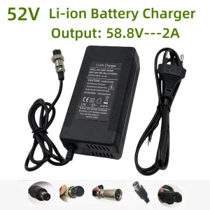 Caricabatterie 52V 2A (58,8 V) per batteria agli ioni di litio da 52V