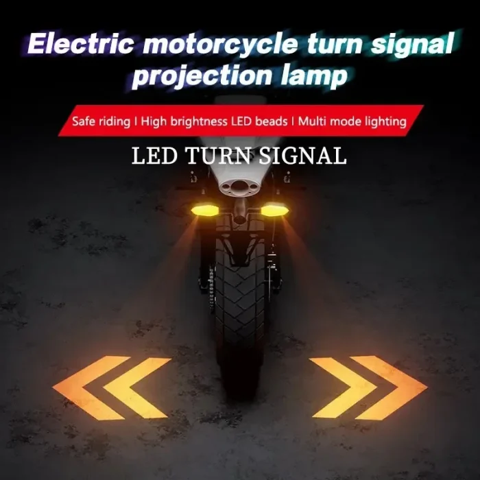 Lampada per indicatori di direzione a LED per moto da 2 pezzi con lampade di proiezione a freccia 27 modalità di illuminazione Luce di svolta ambientale colorata impermeabile - immagine 3