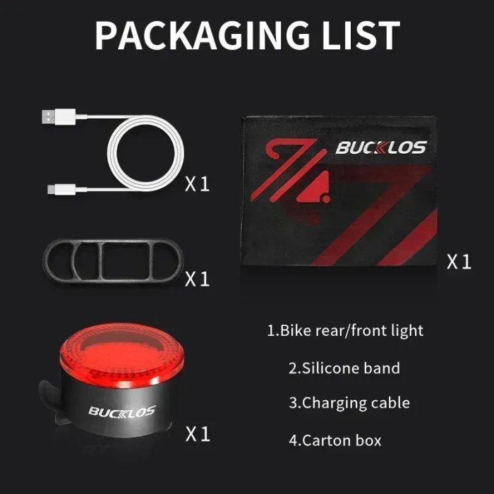 BUCKLOS COB Fanali posteriori per bici Faro USB ricaricabile Spia di sicurezza per bicicletta MTB LED Lanterna anteriore posteriore Set di lampade per ciclismo - immagine 5