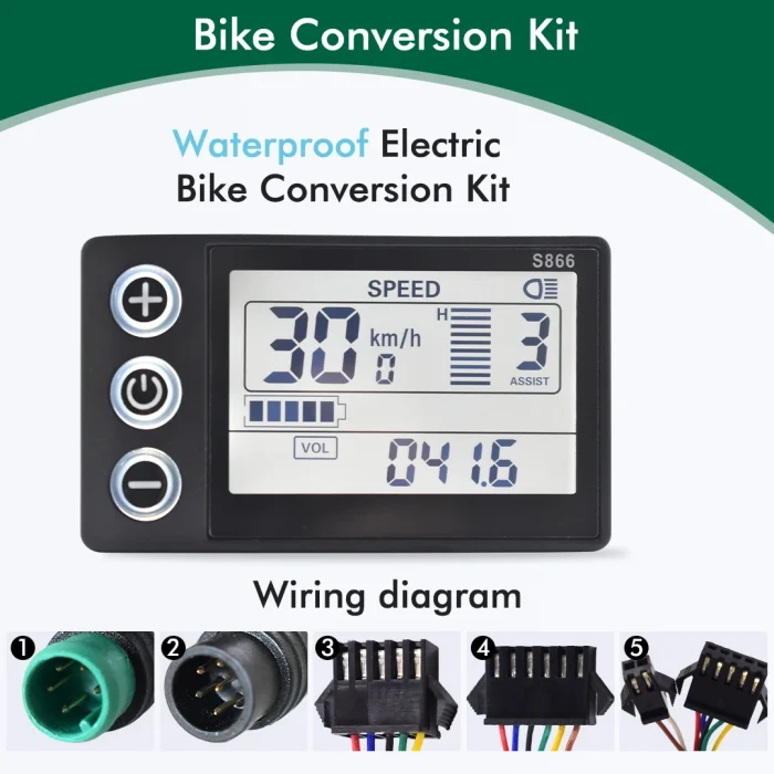 Display modello S866 per bicicletta elettrica 24V/36V/48V Protocollo UART 2