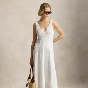 Abito in Lino Ralph Lauren con Dettagli all'Uncinetto
