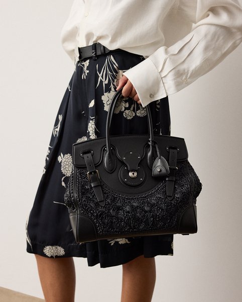 Borsa Soft Ricky 33 in Rafia e Pelle - Ralph Lauren - immagine 3